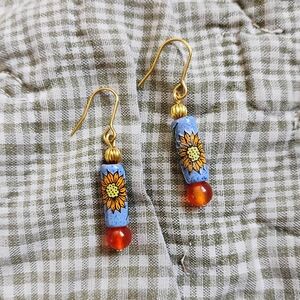 Dainty Handmade Floral Carnelian Earrings